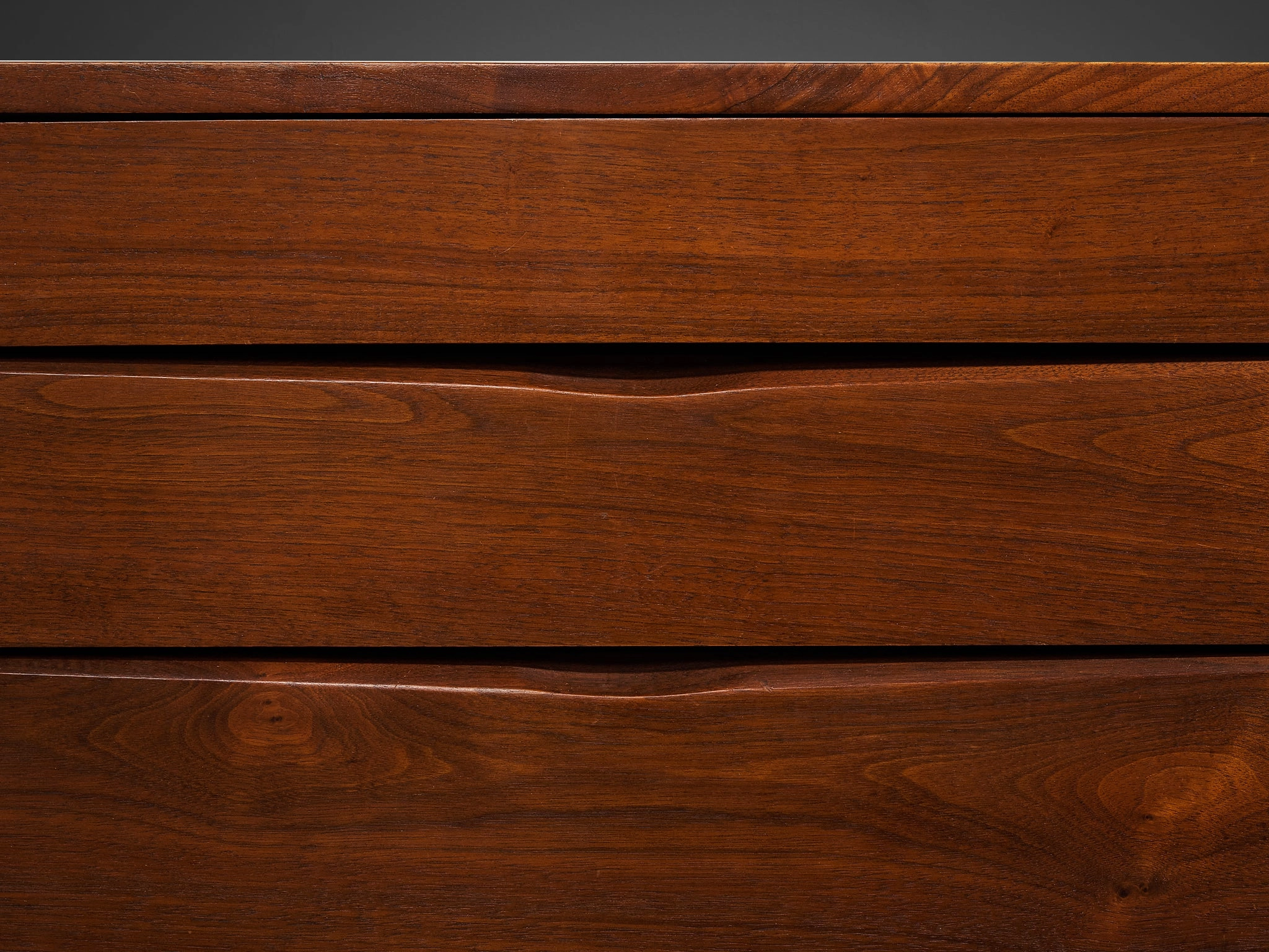 Phillip Lloyd Powell Long Wall-Mounted Sideboard in Walnut and Seagrass