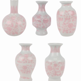 Pink & White Mini Bud Vases, Set of 5 vase,flower vase,home decoration