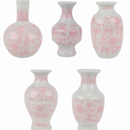 Pink & White Mini Bud Vases, Set of 5 vase,flower vase,home decoration