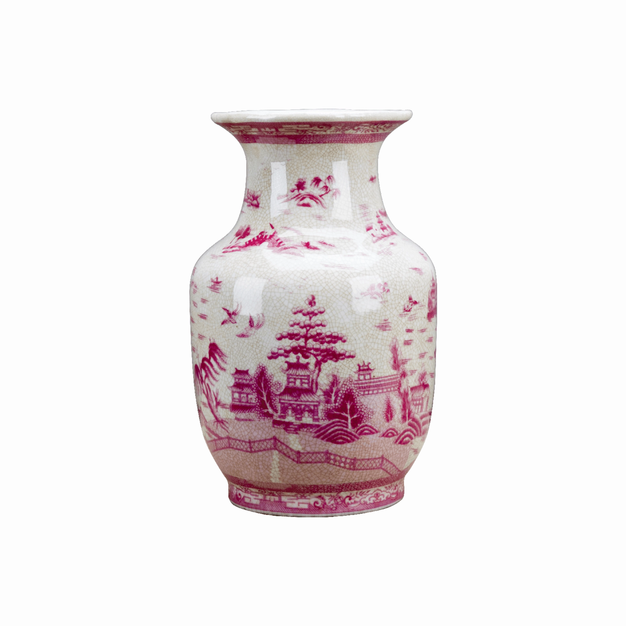 Pink and White Willow Porcelain Decorative Vase vase,flower vase,home decoration