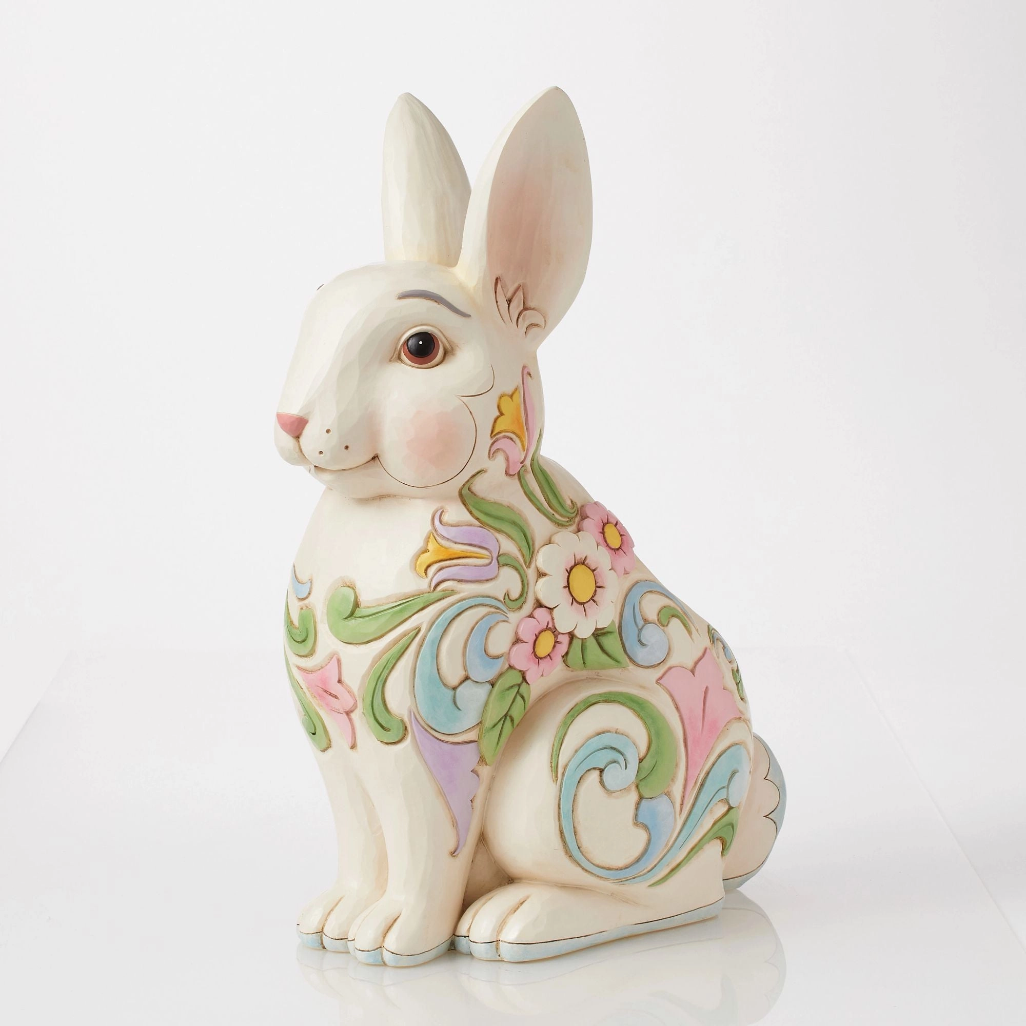 Planter White Floral Rabbit