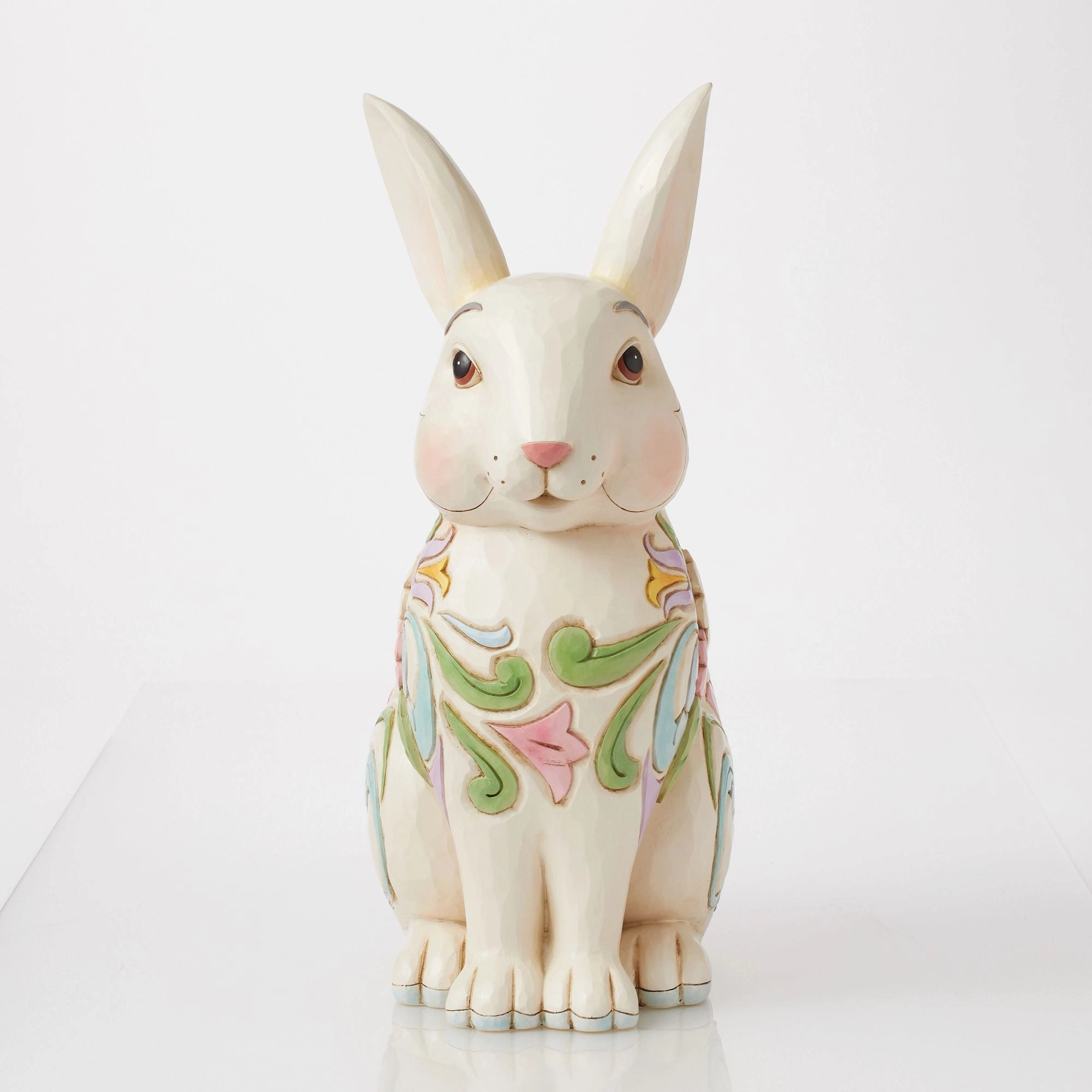 Planter White Floral Rabbit