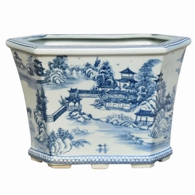 Porcelain Chinoiserie Toile Cachepot vase,flower vase,home decoration