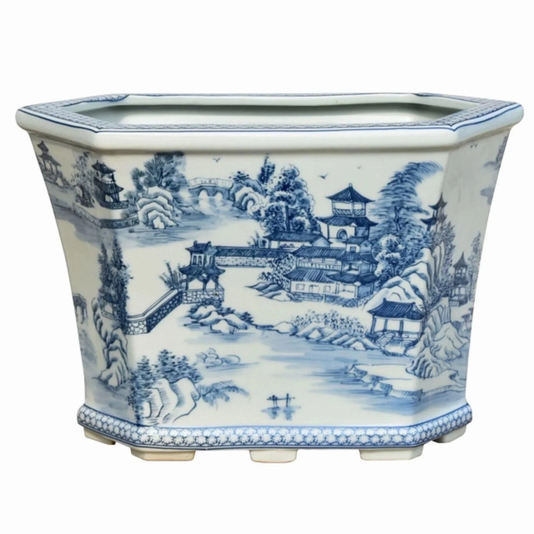 Porcelain Chinoiserie Toile Cachepot vase,flower vase,home decoration