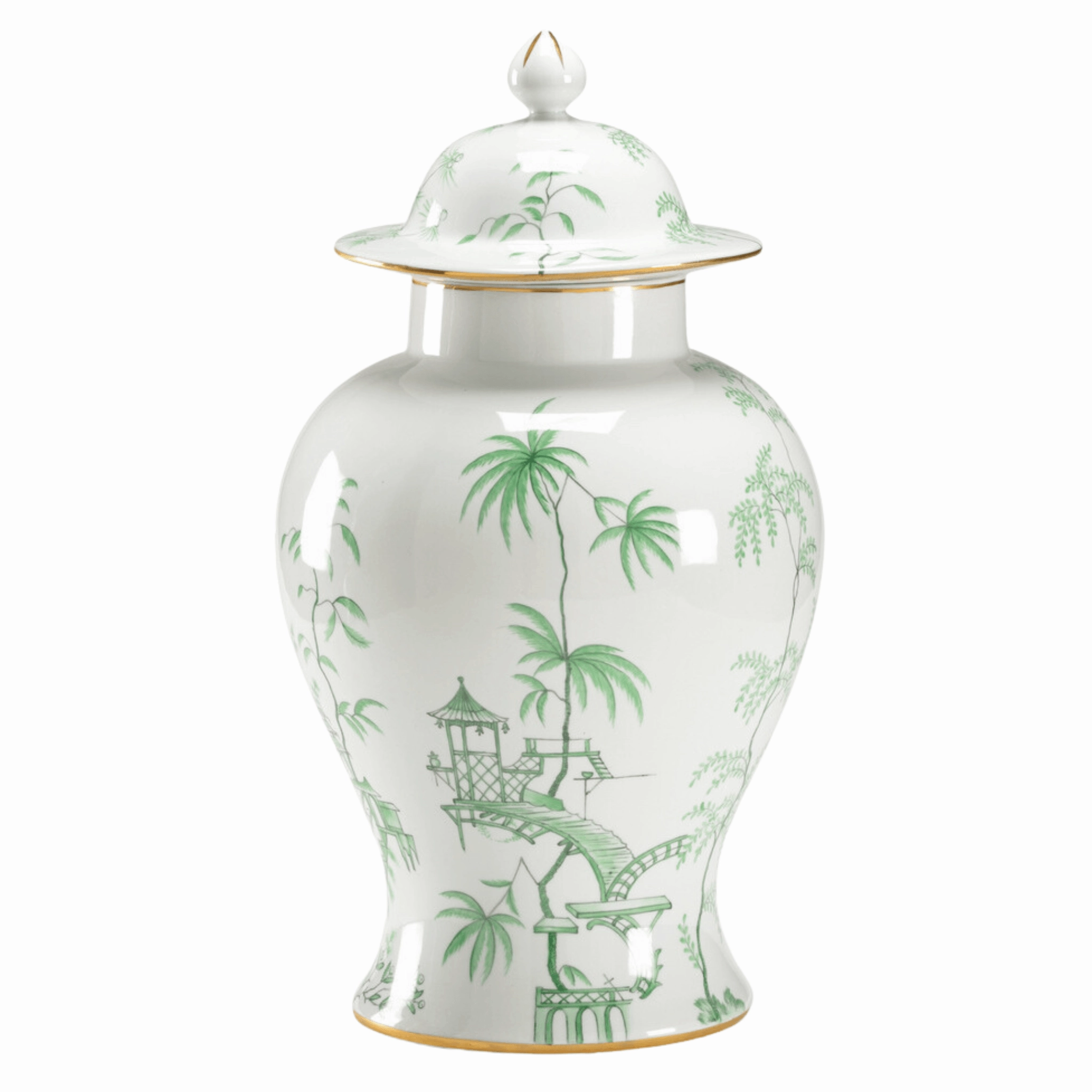 Porcelain Green Chinoiserie Jar with Lid vase,flower vase,home decoration