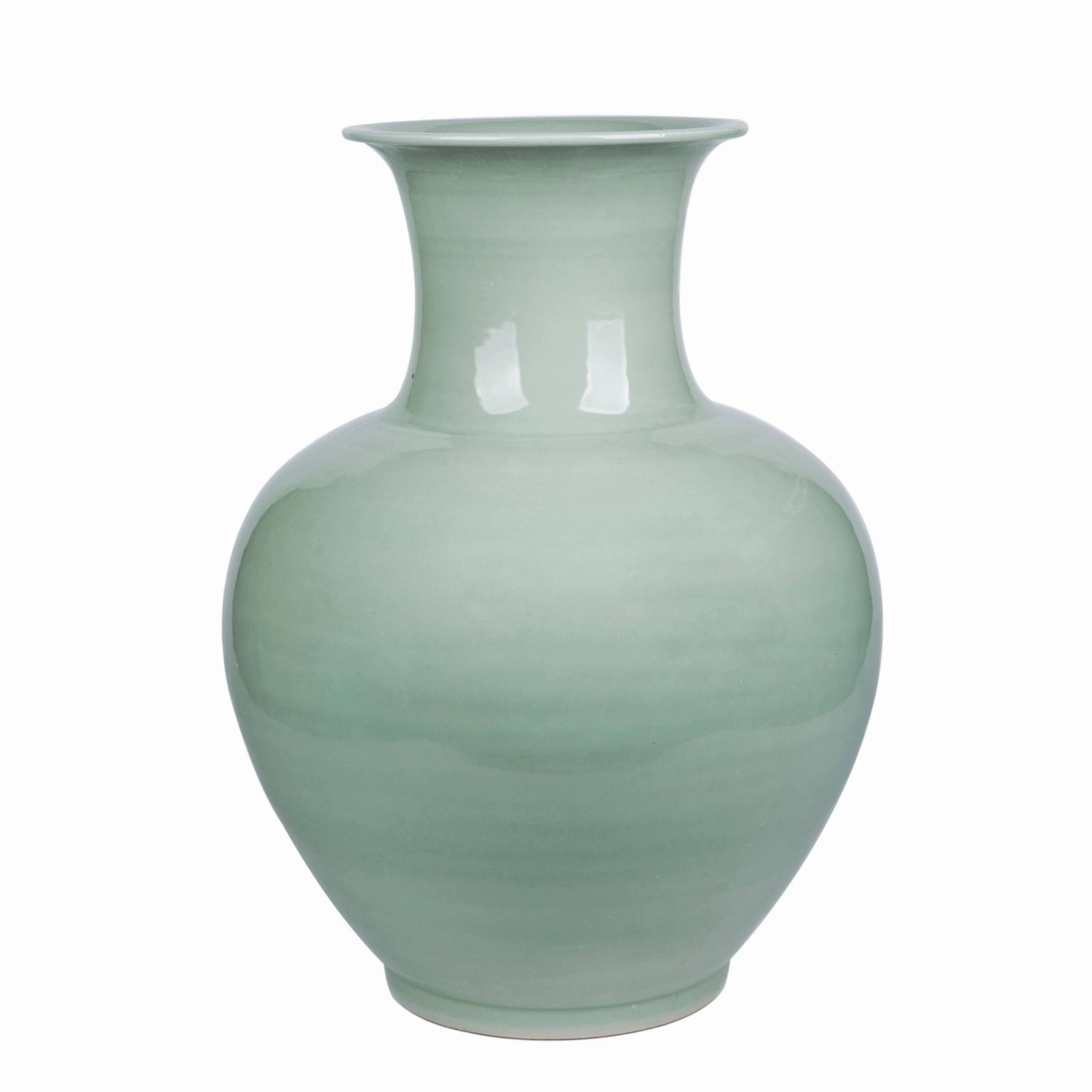 Porcelain Mint Celadon Green Lion Mouth Jar Vase vase,flower vase,home decoration