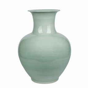 Porcelain Mint Celadon Green Lion Mouth Jar Vase vase,flower vase,home decoration