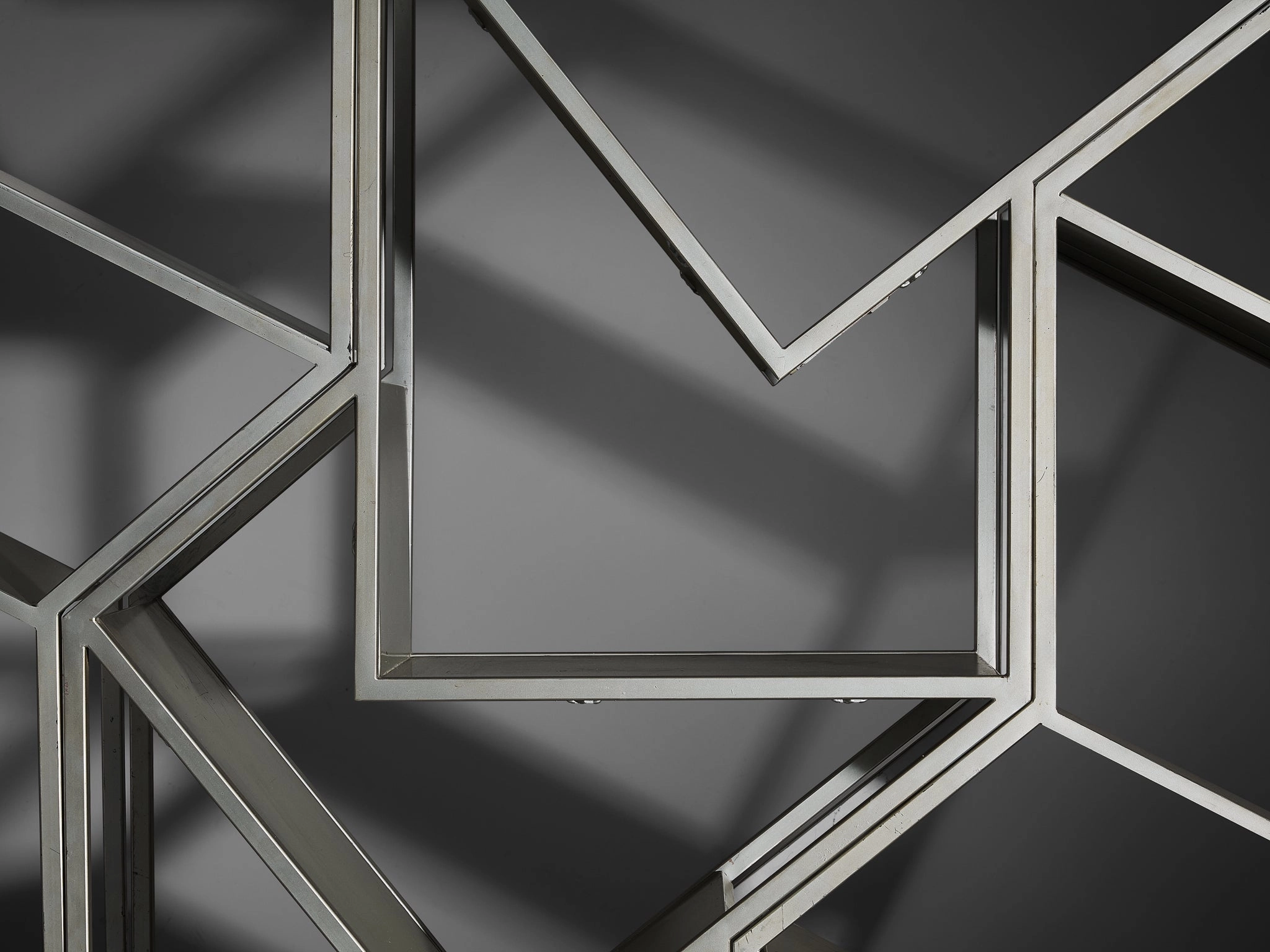 Post Modern Sculptural Asymmetrical Open Bookcase Room Divider in Steel