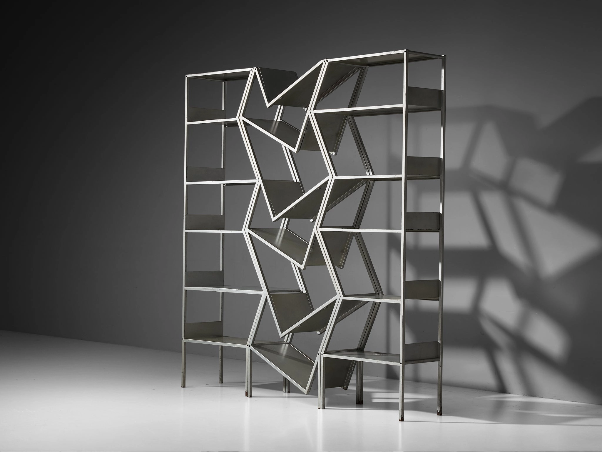 Post Modern Sculptural Asymmetrical Open Bookcase Room Divider in Steel storage cabinet,organizer,furniture storage