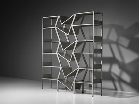 Post Modern Sculptural Asymmetrical Open Bookcase Room Divider in Steel storage cabinet,organizer,furniture storage