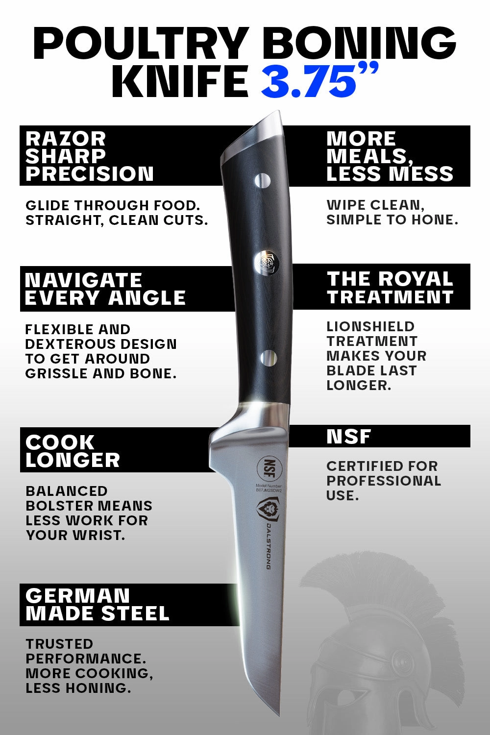 Poultry Boning Knife 3.75" | Gladiator Series | NSF Certified | Dalstrong 