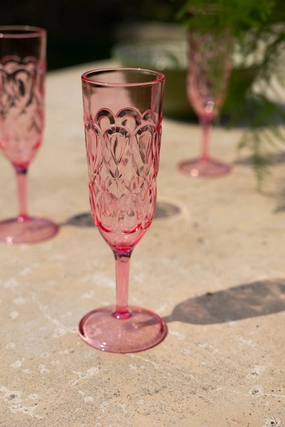 Pretty Embossed Pink Picnic Champagne Glass kitchenware,kitchen essentials,cooking tools