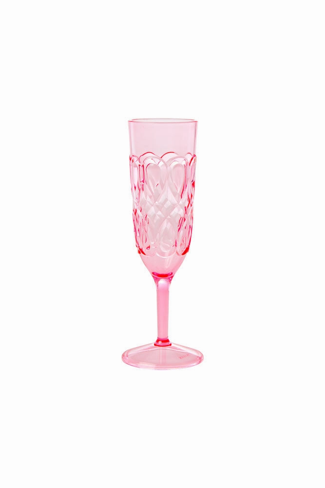 Pretty Embossed Pink Picnic Champagne Glass