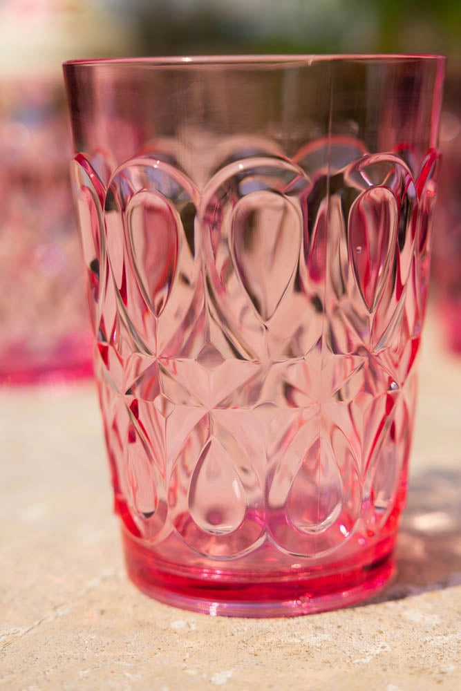 Pretty Embossed Pink Picnic Water Tumbler