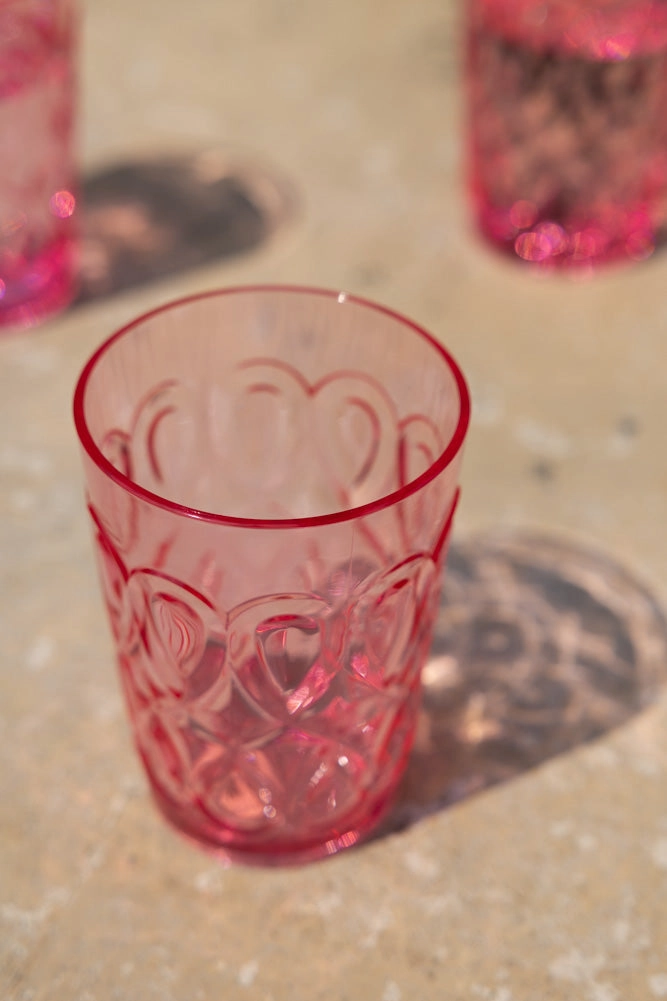 Pretty Embossed Pink Picnic Water Tumbler