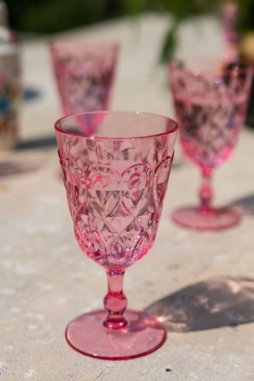 Pretty Embossed Pink Picnic Wine Glass kitchenware,kitchen essentials,cooking tools