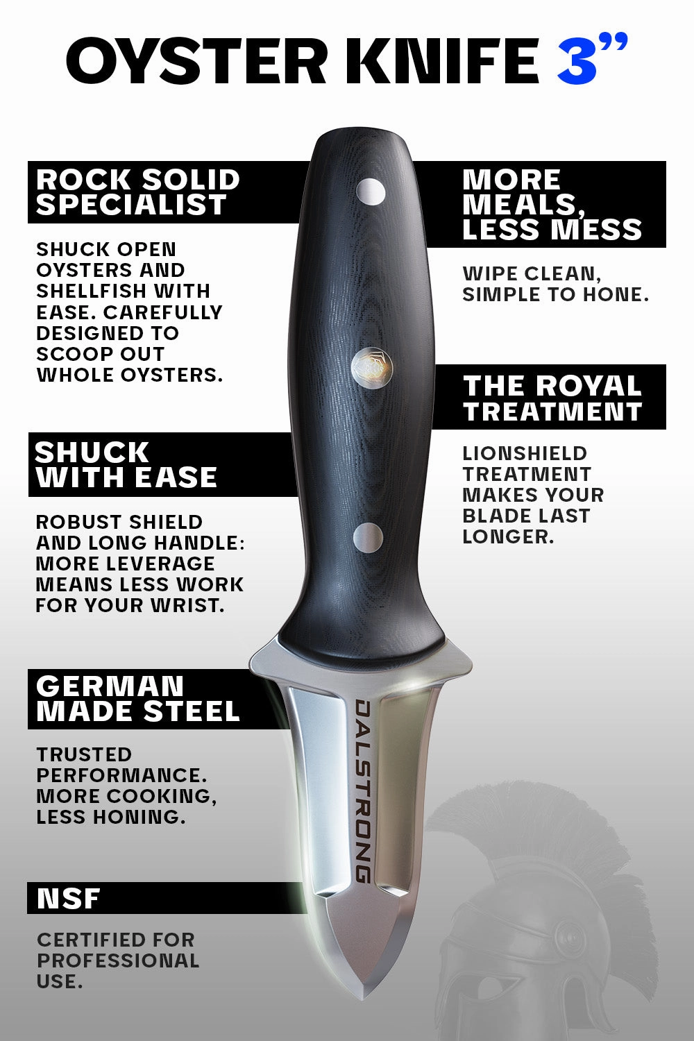 Professional Shellfish & Oyster Shucking Knife 3" | Gladiator Series | NSF Certified | Dalstrong 
