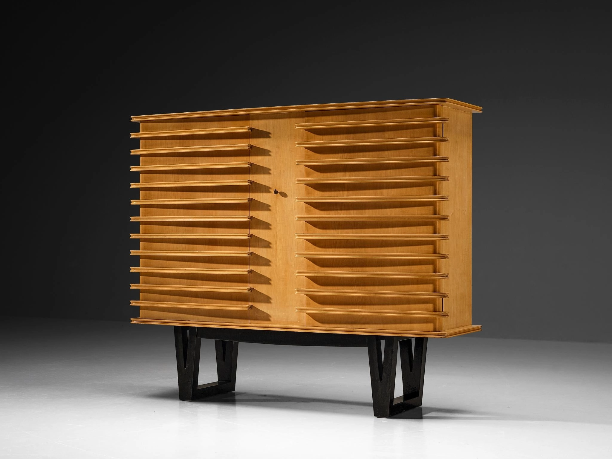 Rare Raoul Clement & R. Verot French Highboard in Sycamore storage cabinet,organizer,furniture storage