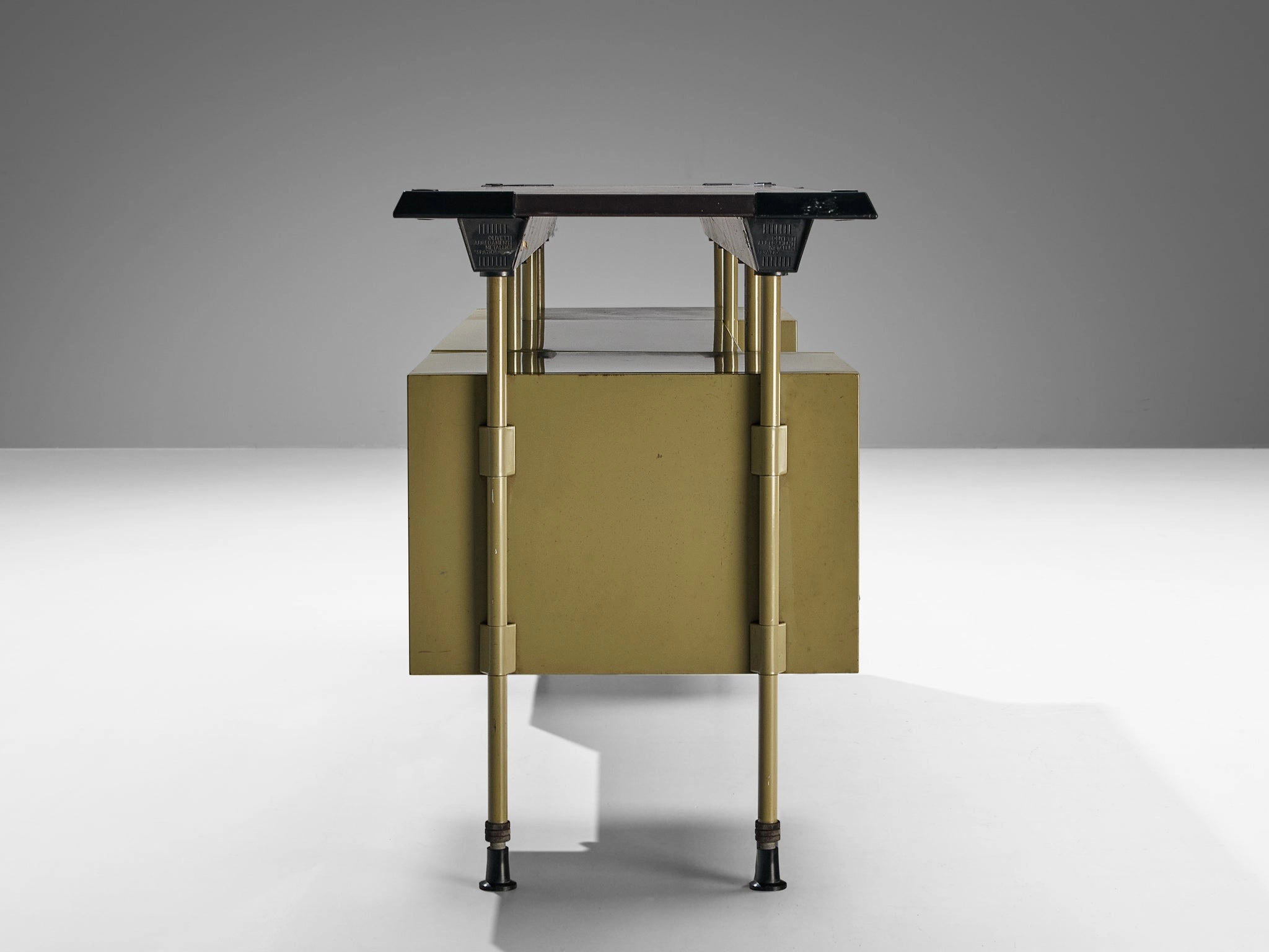 Rare Studio BBPR for Olivetti Spazio Sideboard in Green Coated Steel