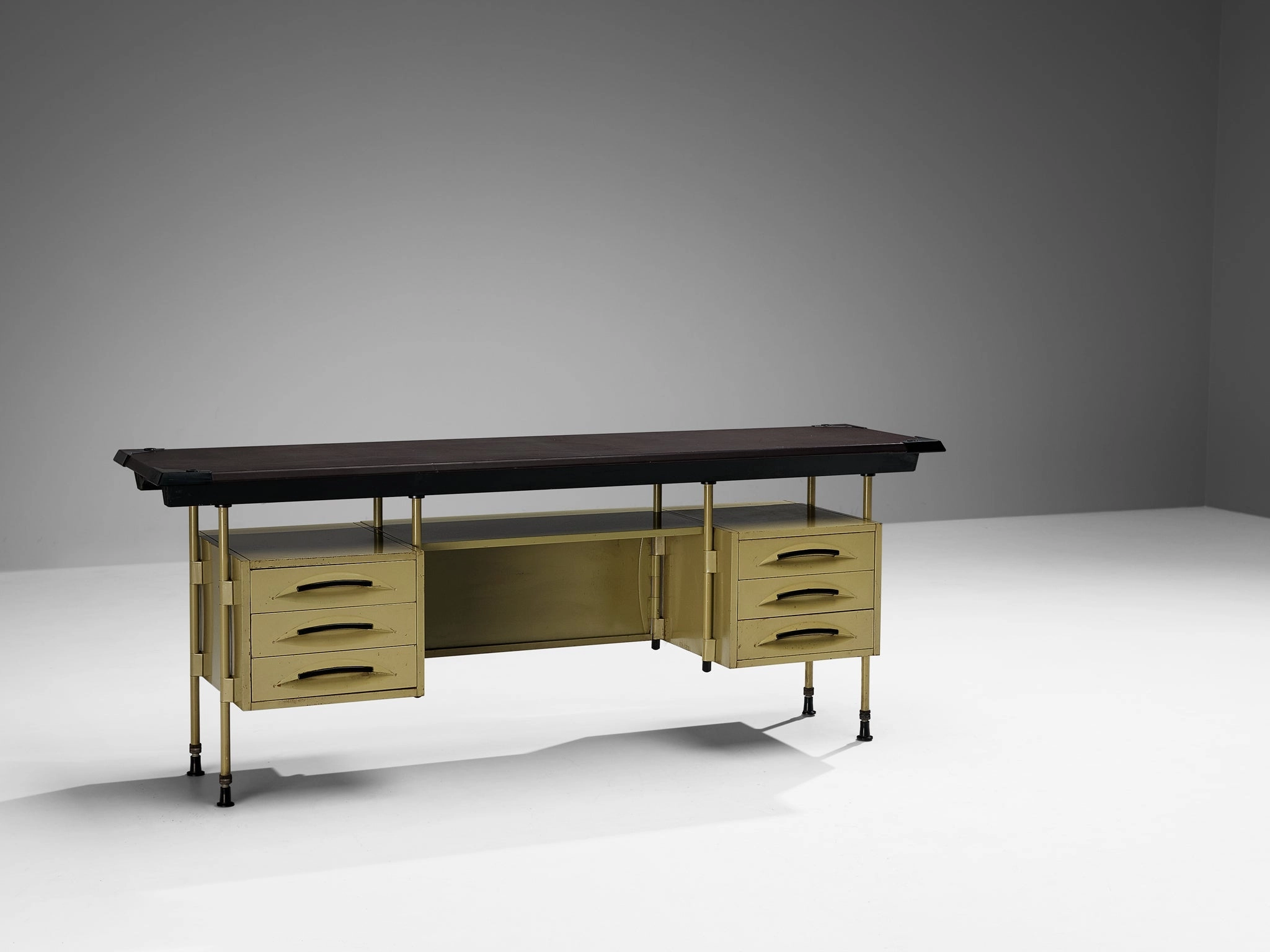 Rare Studio BBPR for Olivetti Spazio Sideboard in Green Coated Steel storage cabinet,organizer,furniture storage