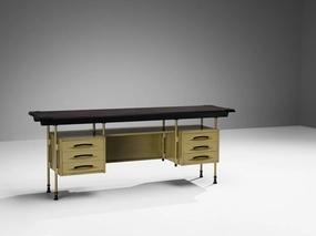 Rare Studio BBPR for Olivetti Spazio Sideboard in Green Coated Steel storage cabinet,organizer,furniture storage