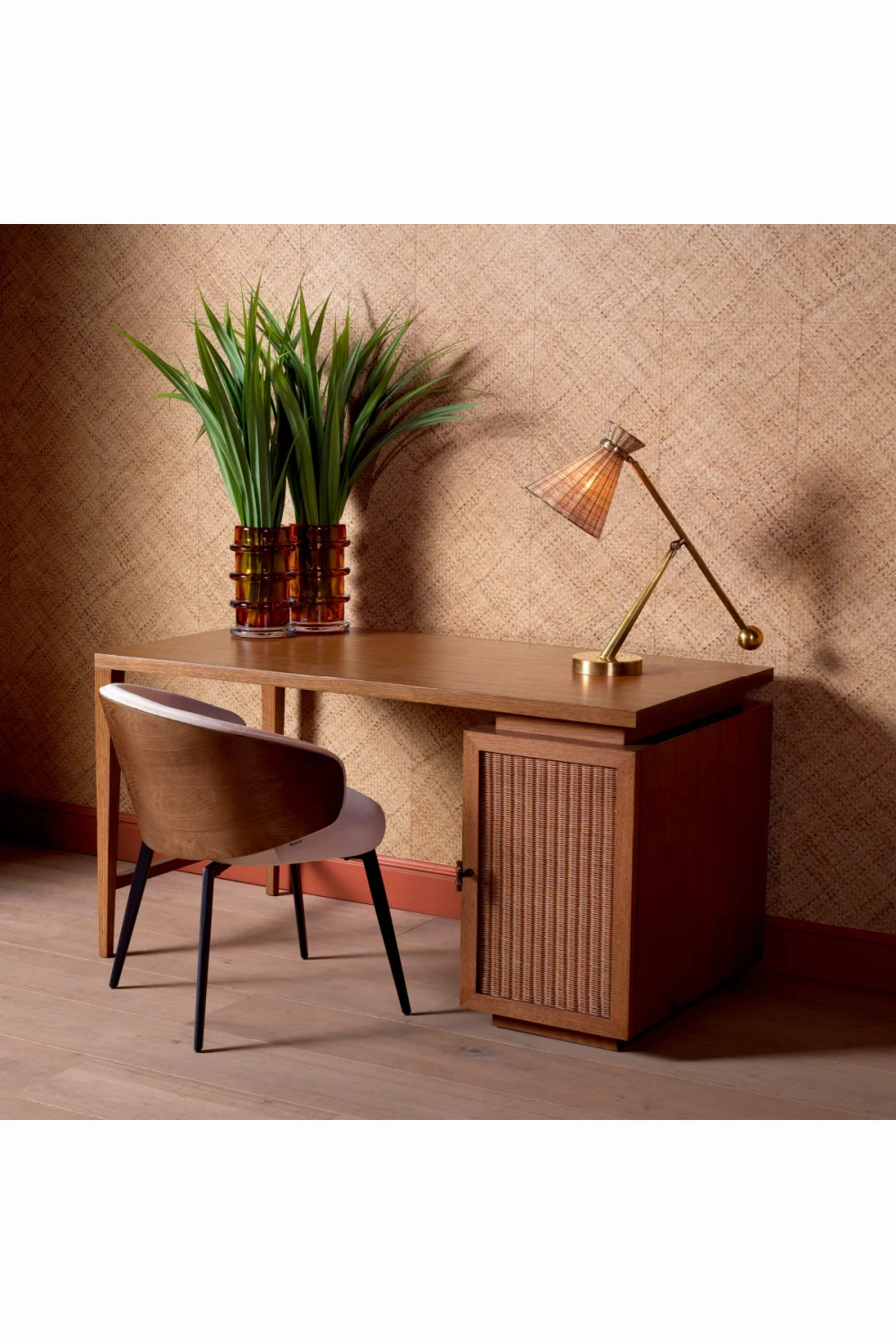Rattan Door Wooden Desk | Eichholtz Borchard