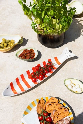 Red & White Fish-Shaped Ceramic Serving Dish kitchenware,kitchen essentials,cooking tools