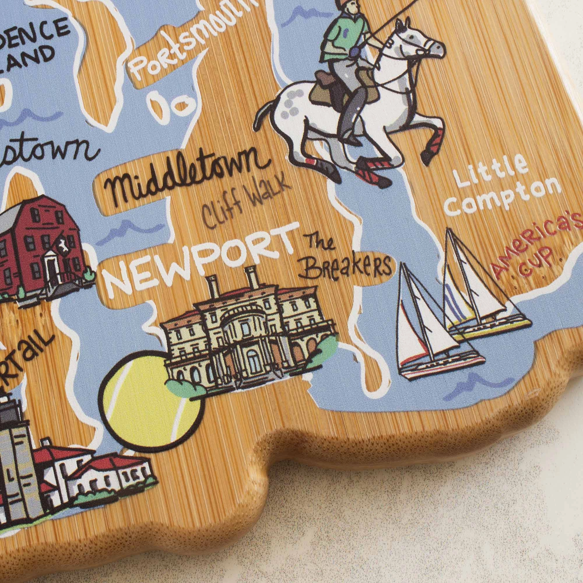 Rhode Island Cutting Board with Artwork by Fish Kiss