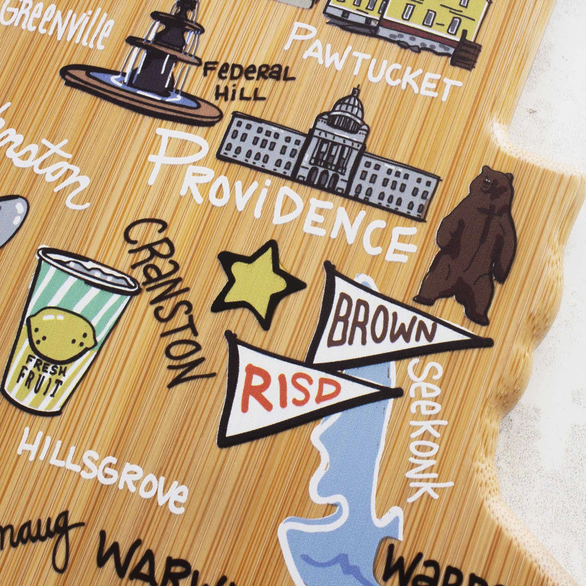 Rhode Island Cutting Board with Artwork by Fish Kiss
