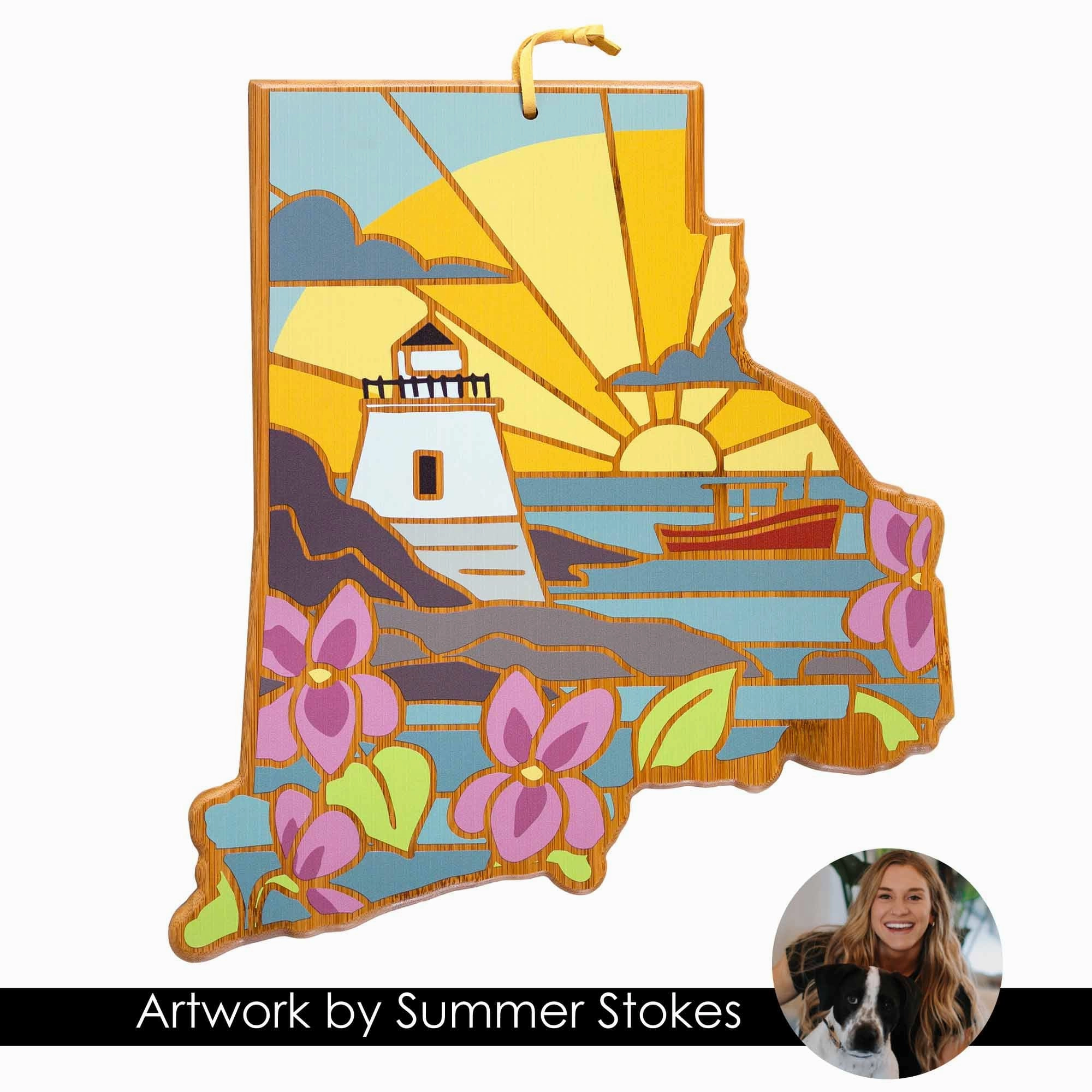 Rhode Island Cutting Board with Artwork by Summer Stokes