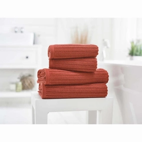 Rialto Ribbed Zero Twist Cotton Hand Towel 480 GSM In Paprika bathroom essentials,bathroom accessories,bathroom set
