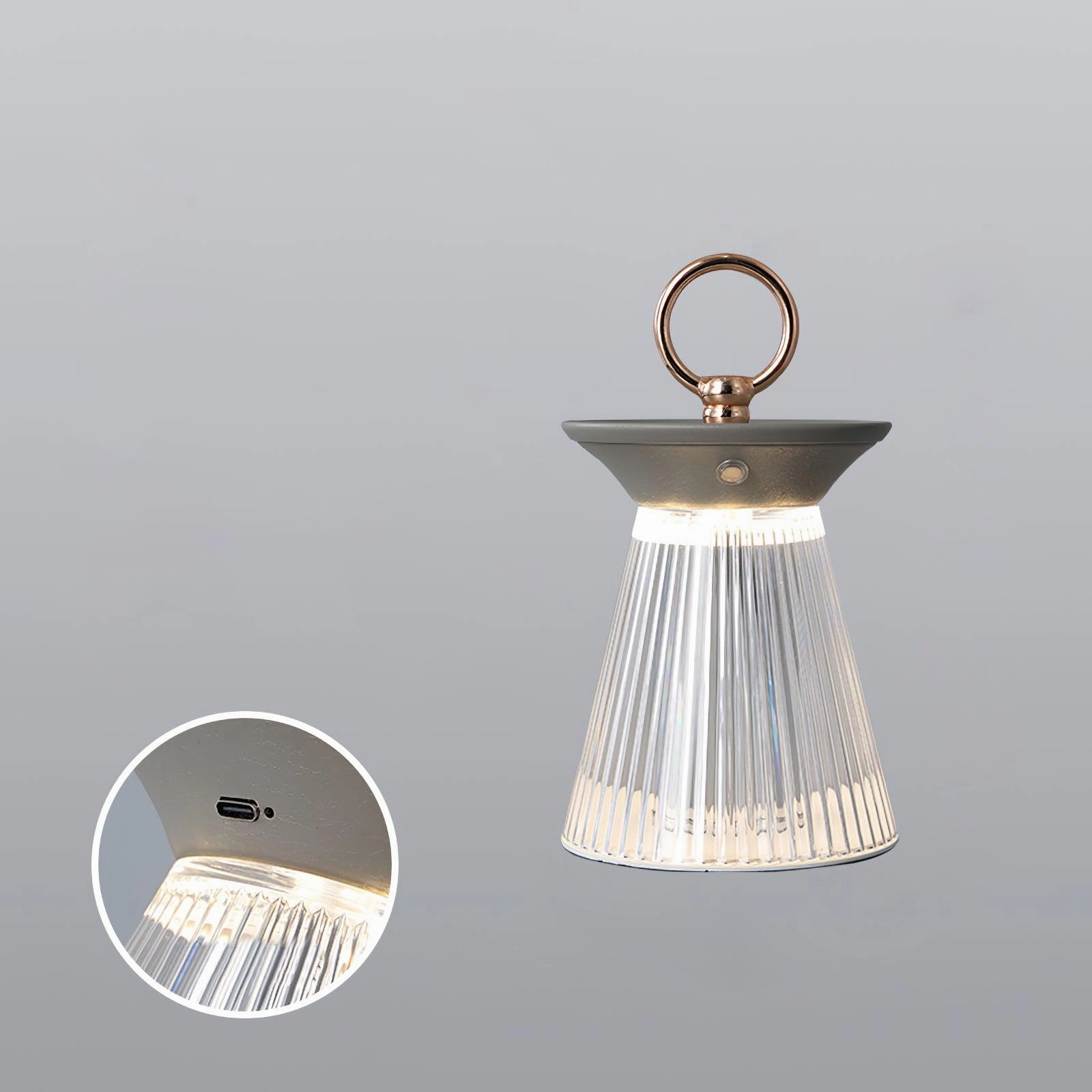 Ribbed Acrylic Built-in Battery Table Lamp