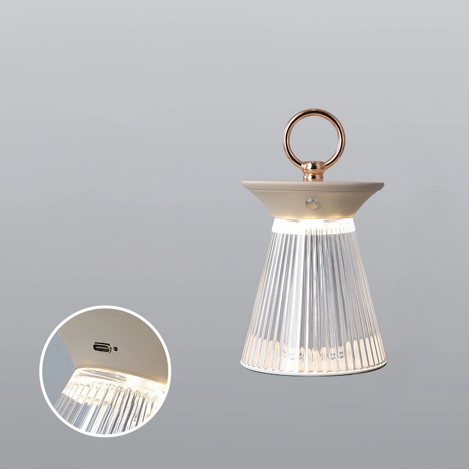 Ribbed Acrylic Built-in Battery Table Lamp