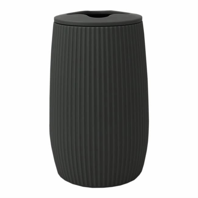 Ribbed Plastic Toothbrush Holder, Grey