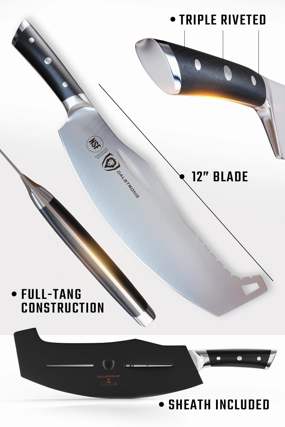 Rocking Cleaver Knife 12" | Gladiator Series | Limited Edition | NSF Certified | Dalstrong 