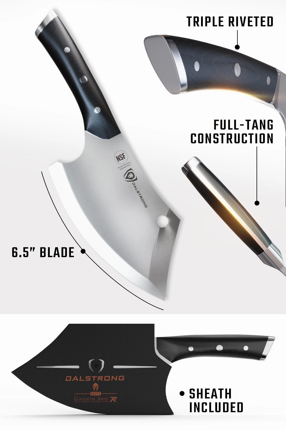 Rocking Cleaver Knife 6.5" | Gladiator Series R | NSF Certified | Dalstrong 