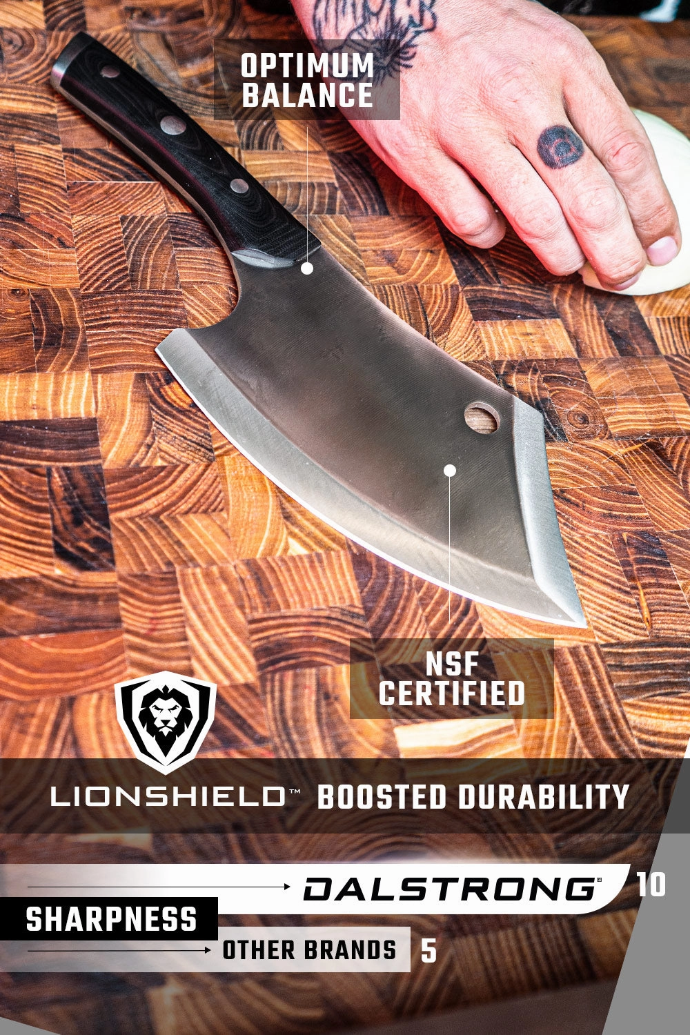 Rocking Cleaver Knife 6.5" | Gladiator Series R | NSF Certified | Dalstrong 