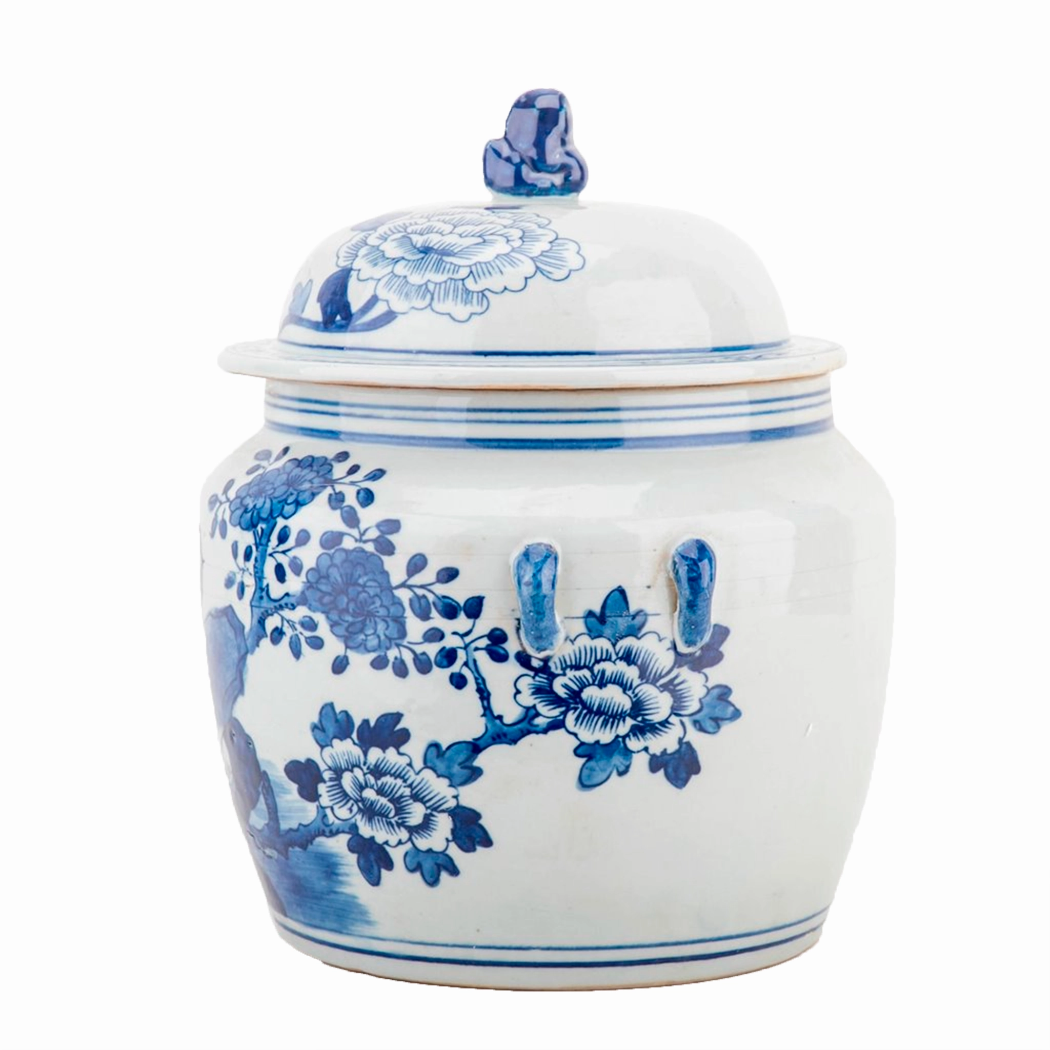 Round Cover Lid Jar Floral and Bird