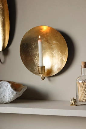 Round Gold Leaf Candlestick Holder Wall Sconce area rugs,carpet,floor decoration