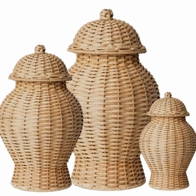 Round Wicker Jar (4 Sizes) vase,flower vase,home decoration