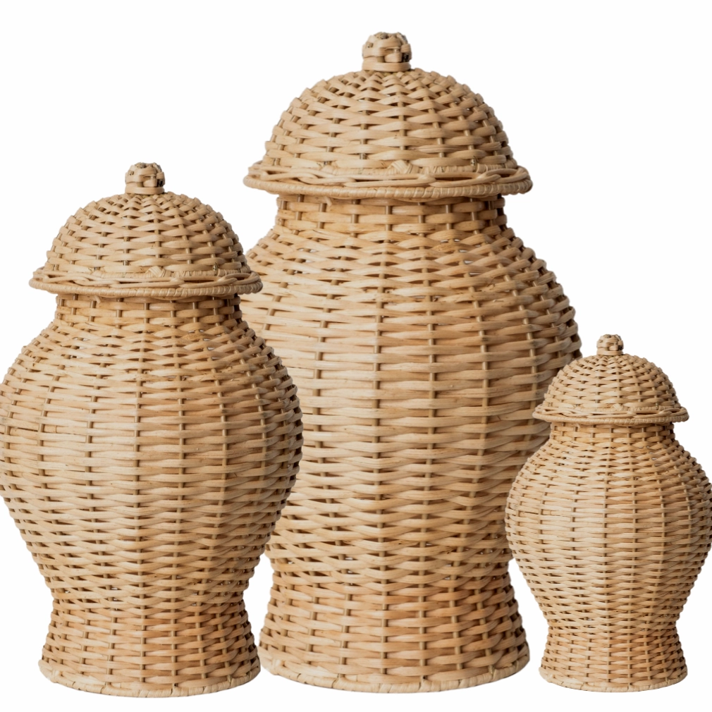 Round Wicker Jar (4 Sizes) vase,flower vase,home decoration