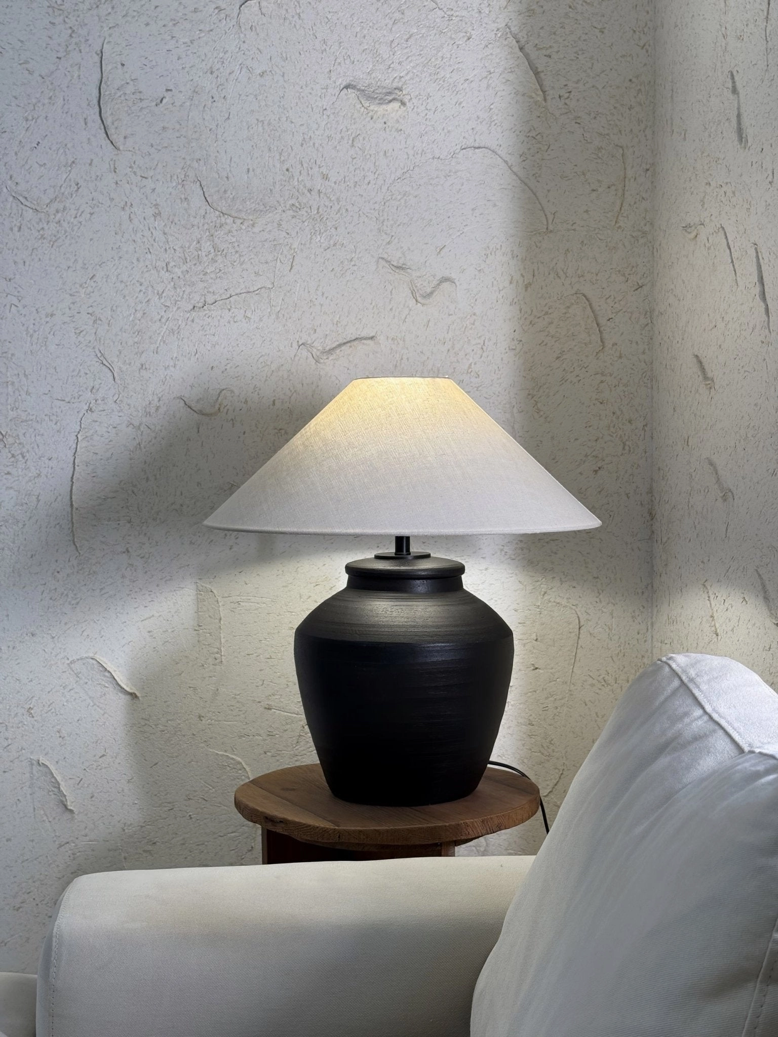 Rustic Black Ceramic Table Lamp