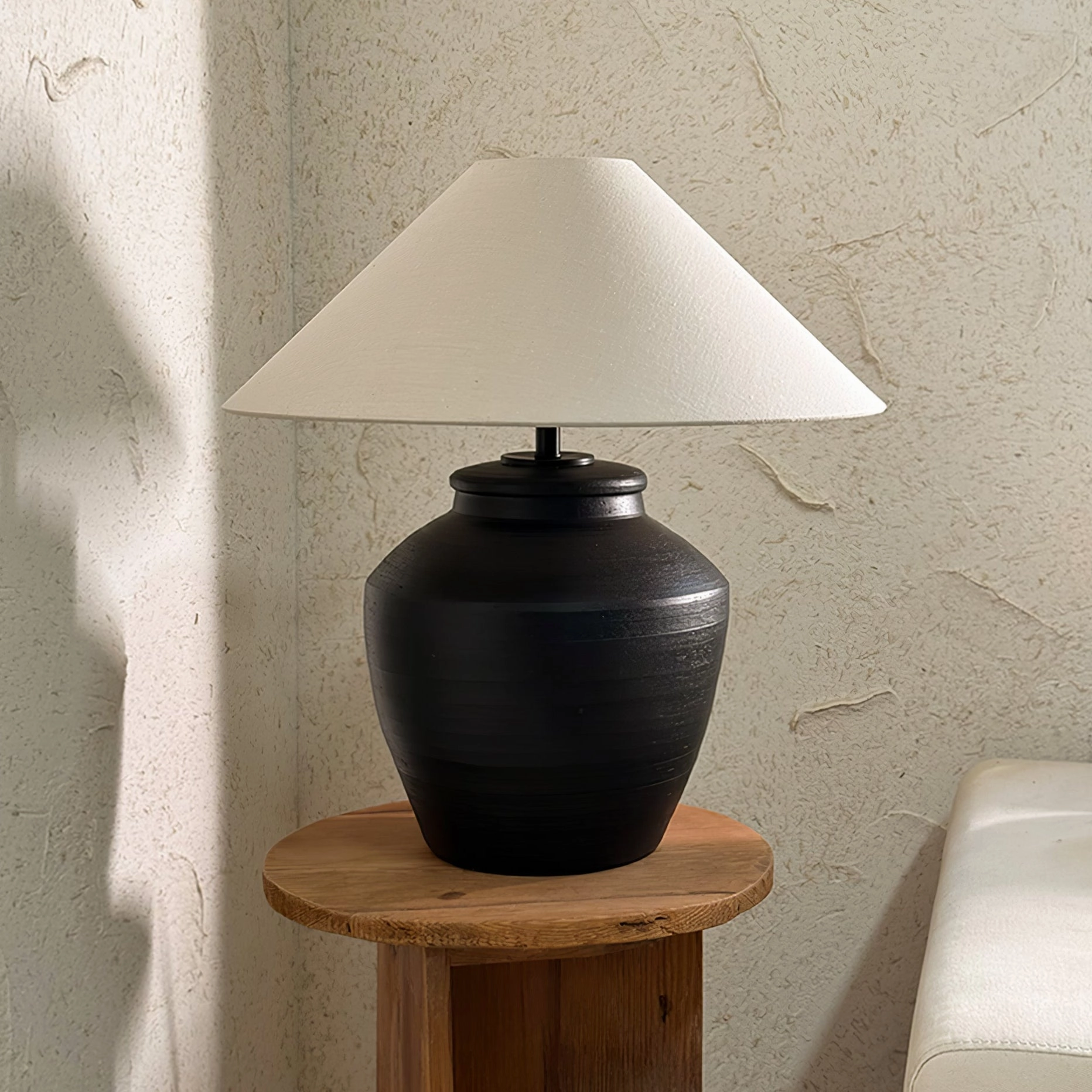 Rustic Black Ceramic Table Lamp
