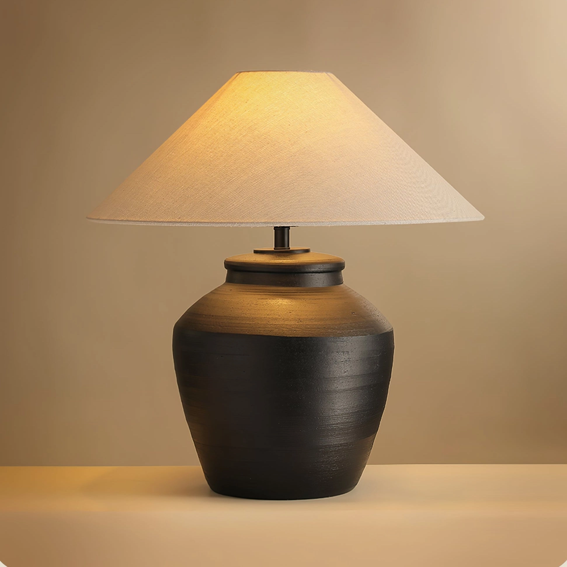 Rustic Black Ceramic Table Lamp