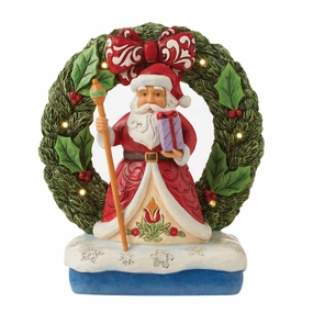 Santa by Light-Up Wreath figurines,decorative figurines,home accents