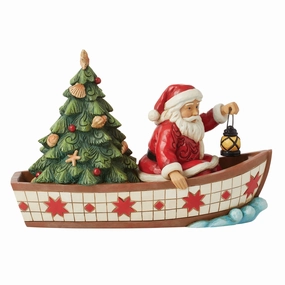 Santa in Boat With Tree Fig figurines,decorative figurines,home accents