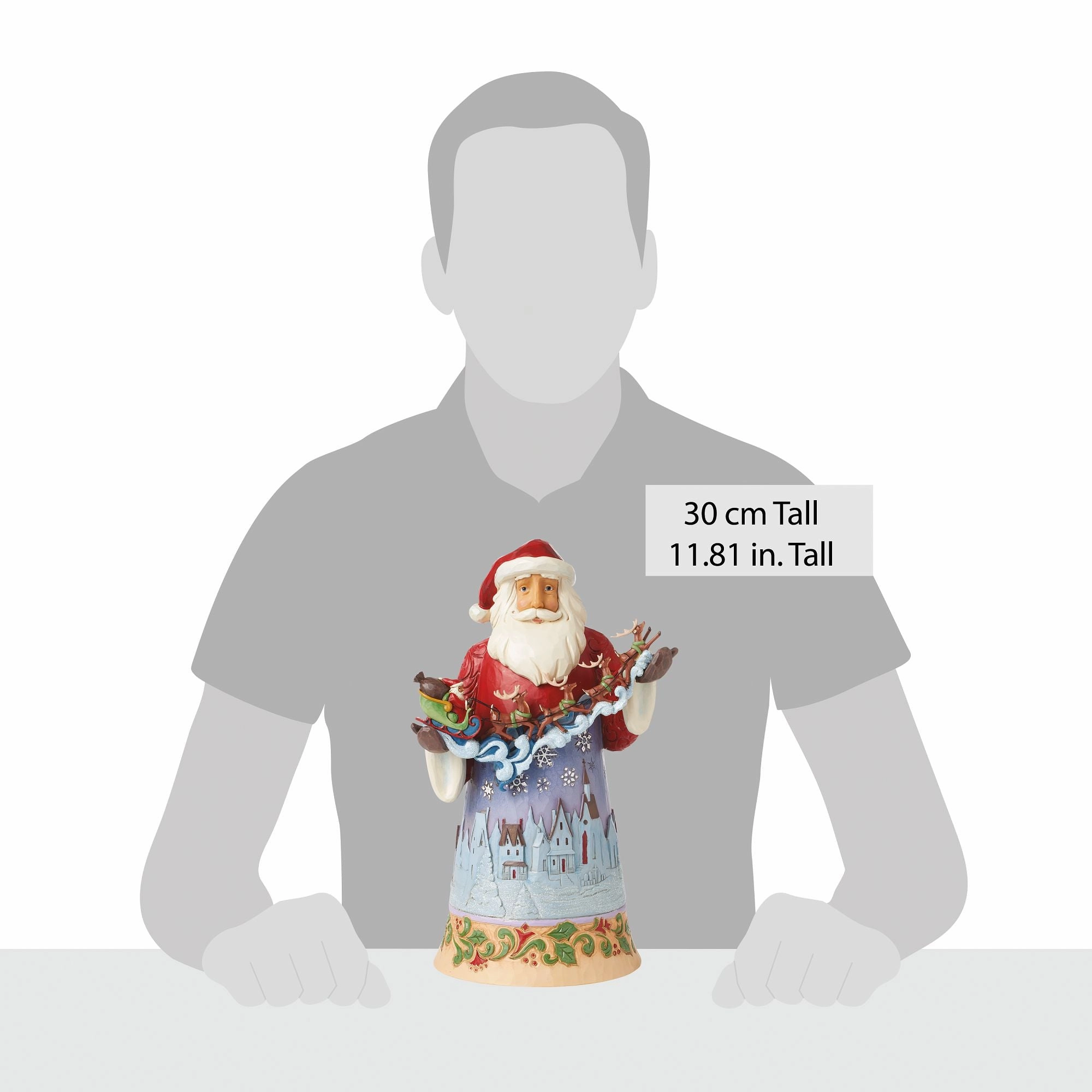 Santa Over Night Sky Figurine
