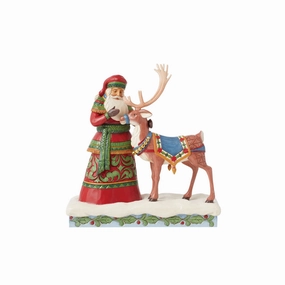 Santa Standing with Reindeer figurines,decorative figurines,home accents