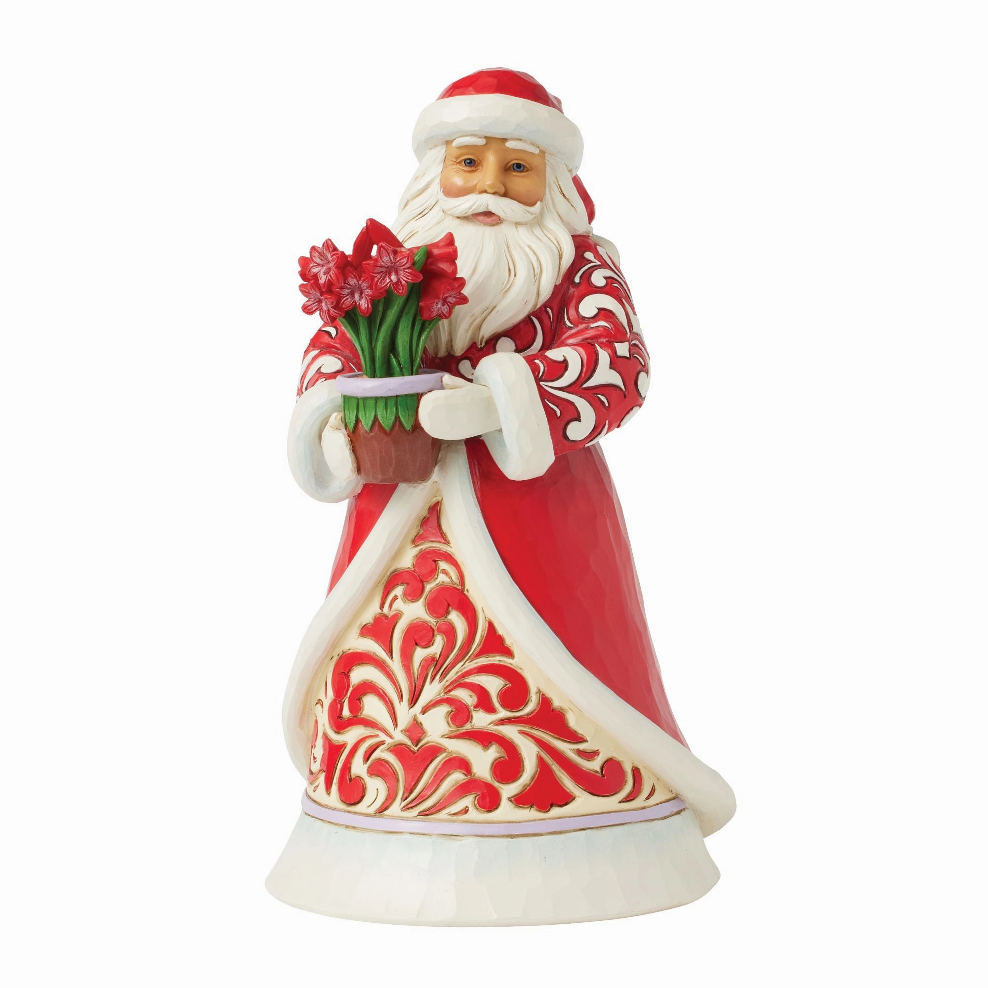Santa with Blooming Amaryllis figurines,decorative figurines,home accents