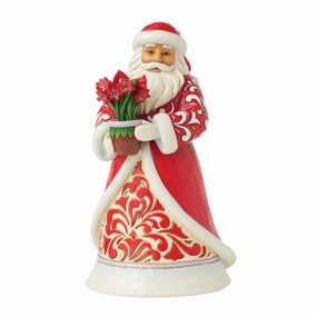 Santa with Blooming Amaryllis figurines,decorative figurines,home accents